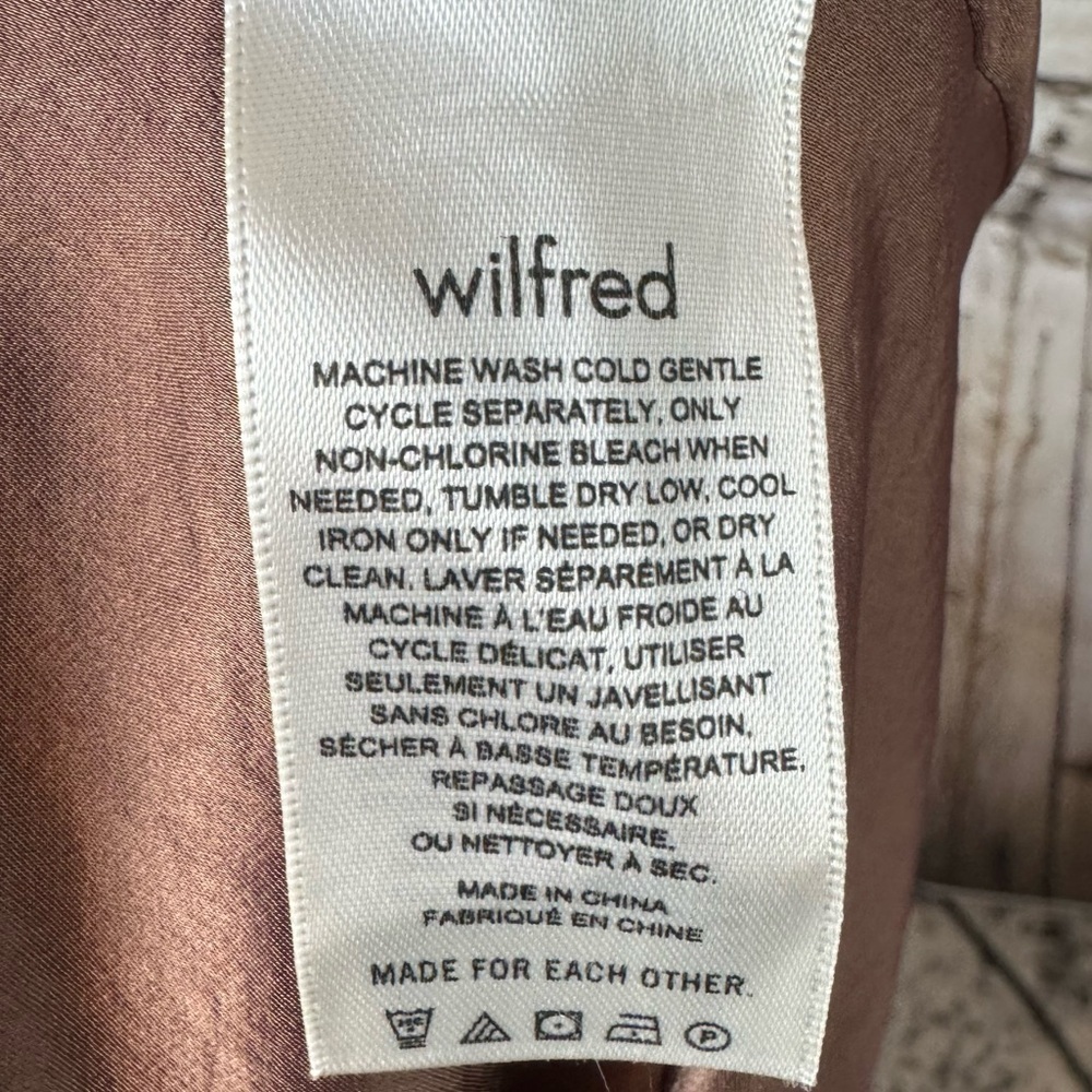 Wilfred Aritzia Size 2 Saturn Satin Midi Dress Cocoa Brown $128 Sleeveless Tie - Picture 9 of 14
